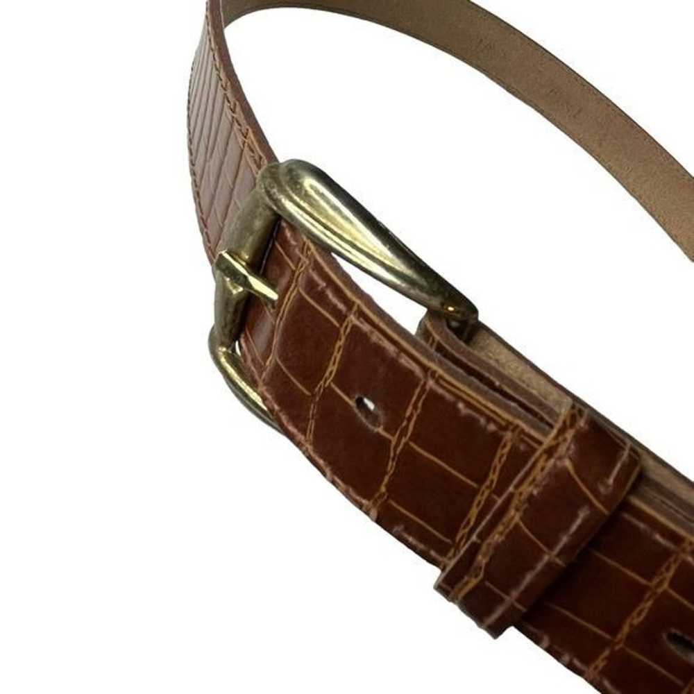 Vintage Preppy Leather "Reptile" Belt, Brown - image 5