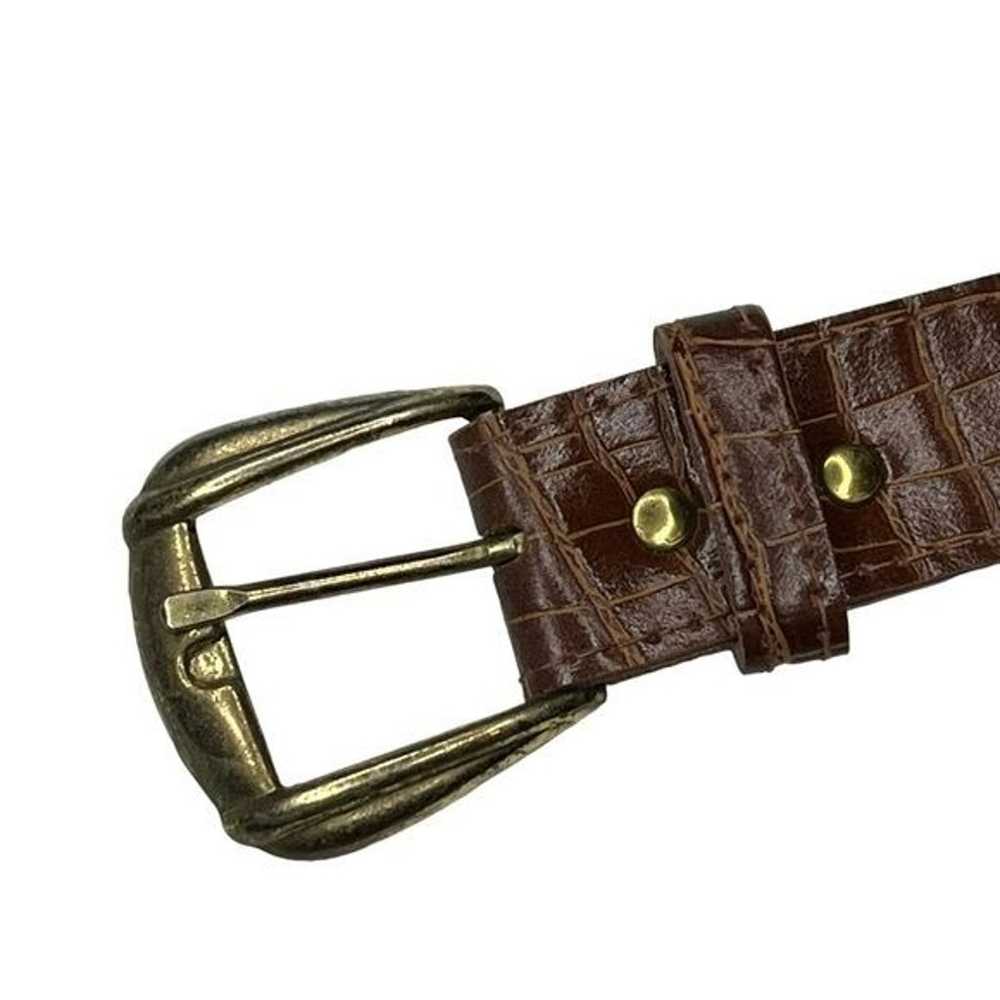 Vintage Preppy Leather "Reptile" Belt, Brown - image 6