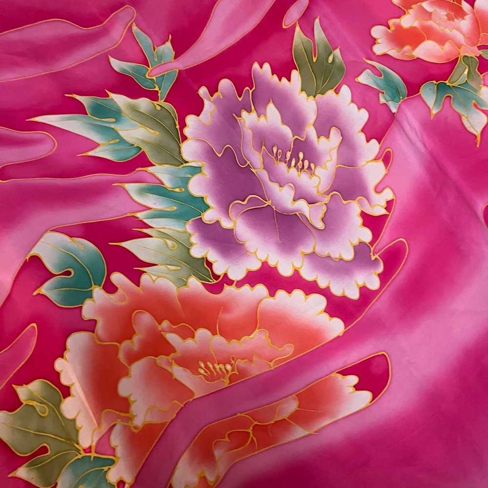 Scarf, Vintage Silk pink floral - image 2