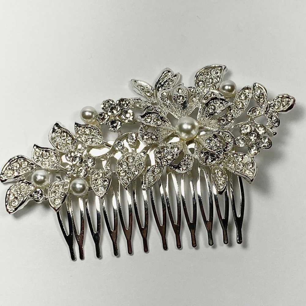 Crystal Pearl Wedding Bridal Hair Comb - image 2