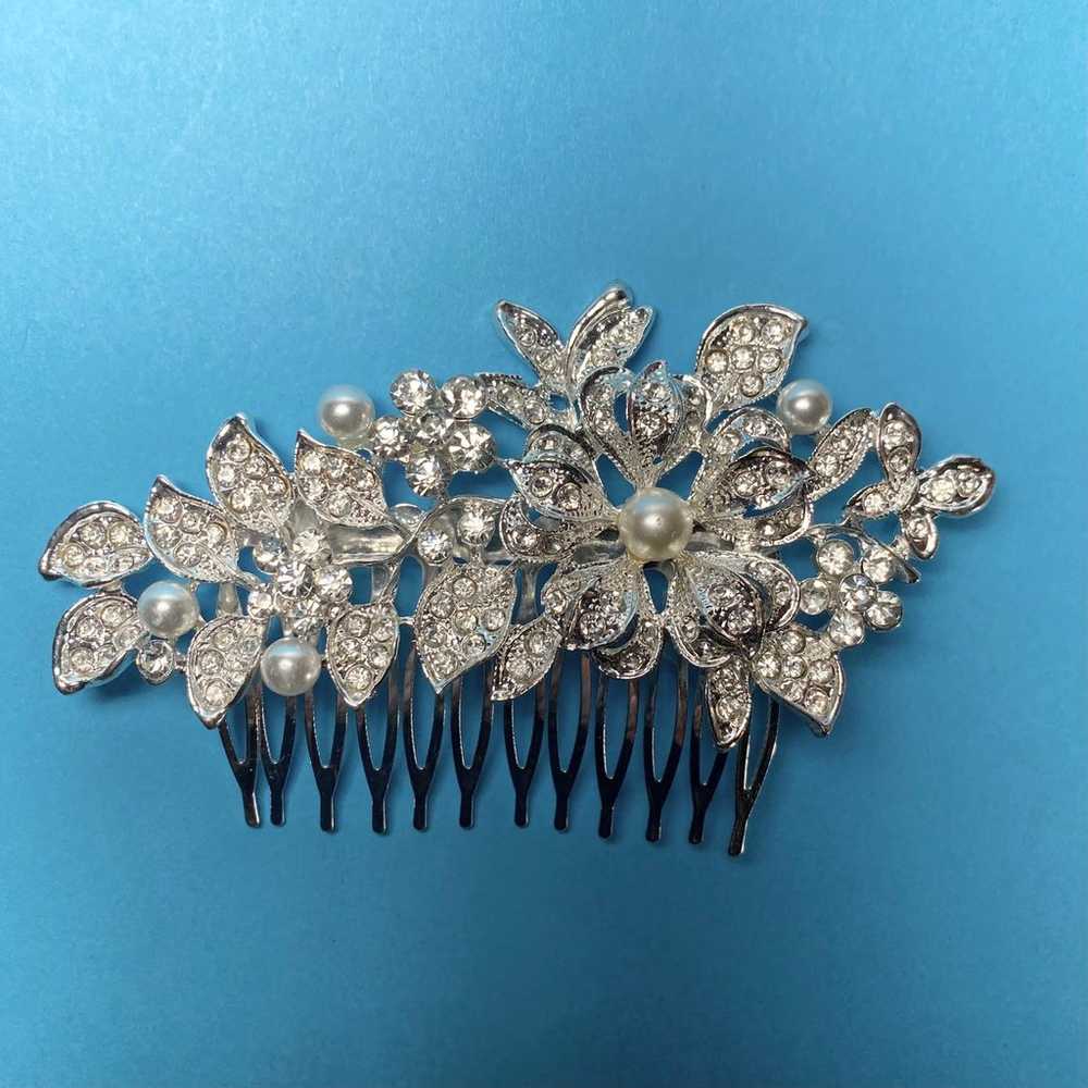 Crystal Pearl Wedding Bridal Hair Comb - image 7