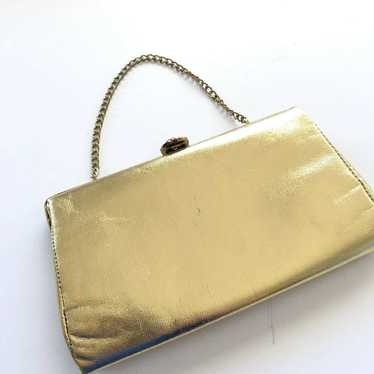 Vintage Gold Clutch Evening Purse Handbag Formal - image 1