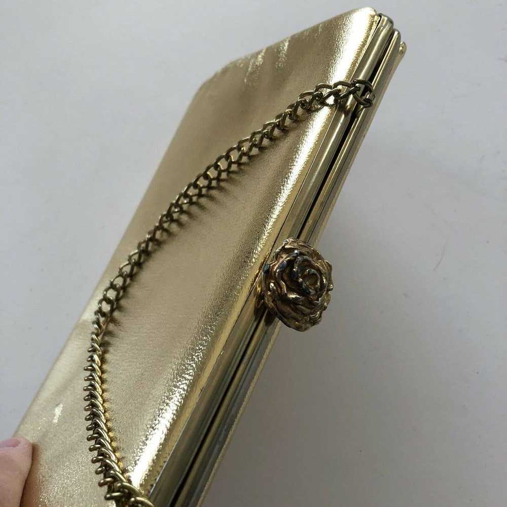 Vintage Gold Clutch Evening Purse Handbag Formal - image 2