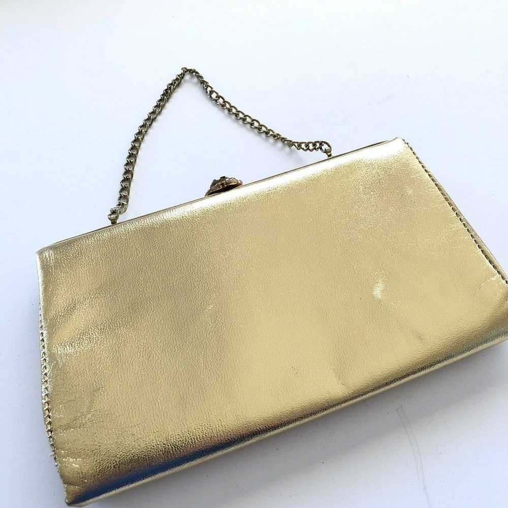 Vintage Gold Clutch Evening Purse Handbag Formal - image 3