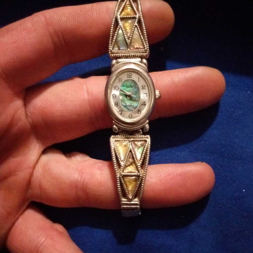 Vintage LA Express Silver Toned Mother Of Pearl I… - image 1