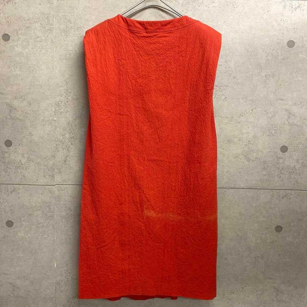 HERMES Sleeveless Dress Soccer Fabric 34 Orange - image 2