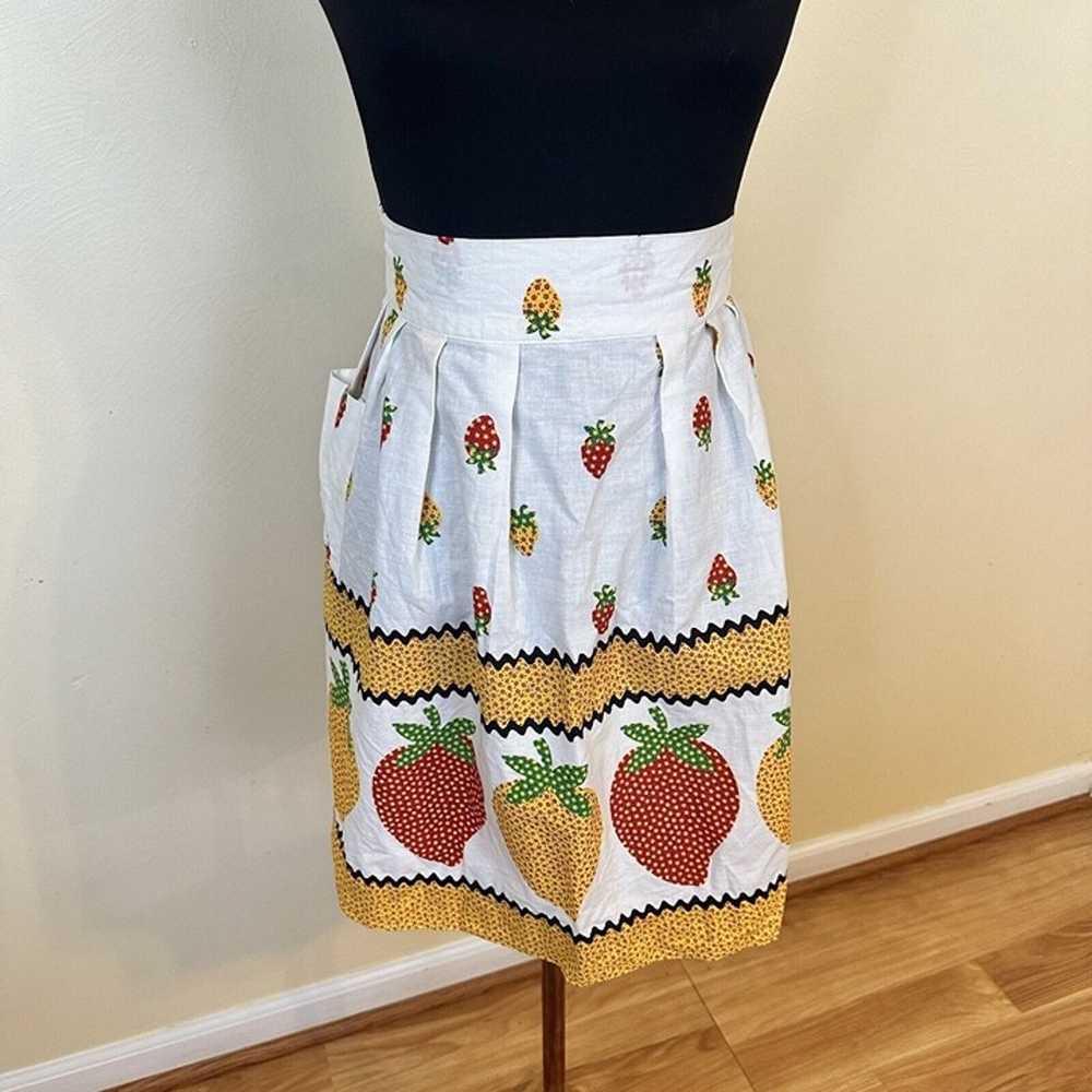 Womens Vintage Kitchen Apron Red Strawberry Tie B… - image 1