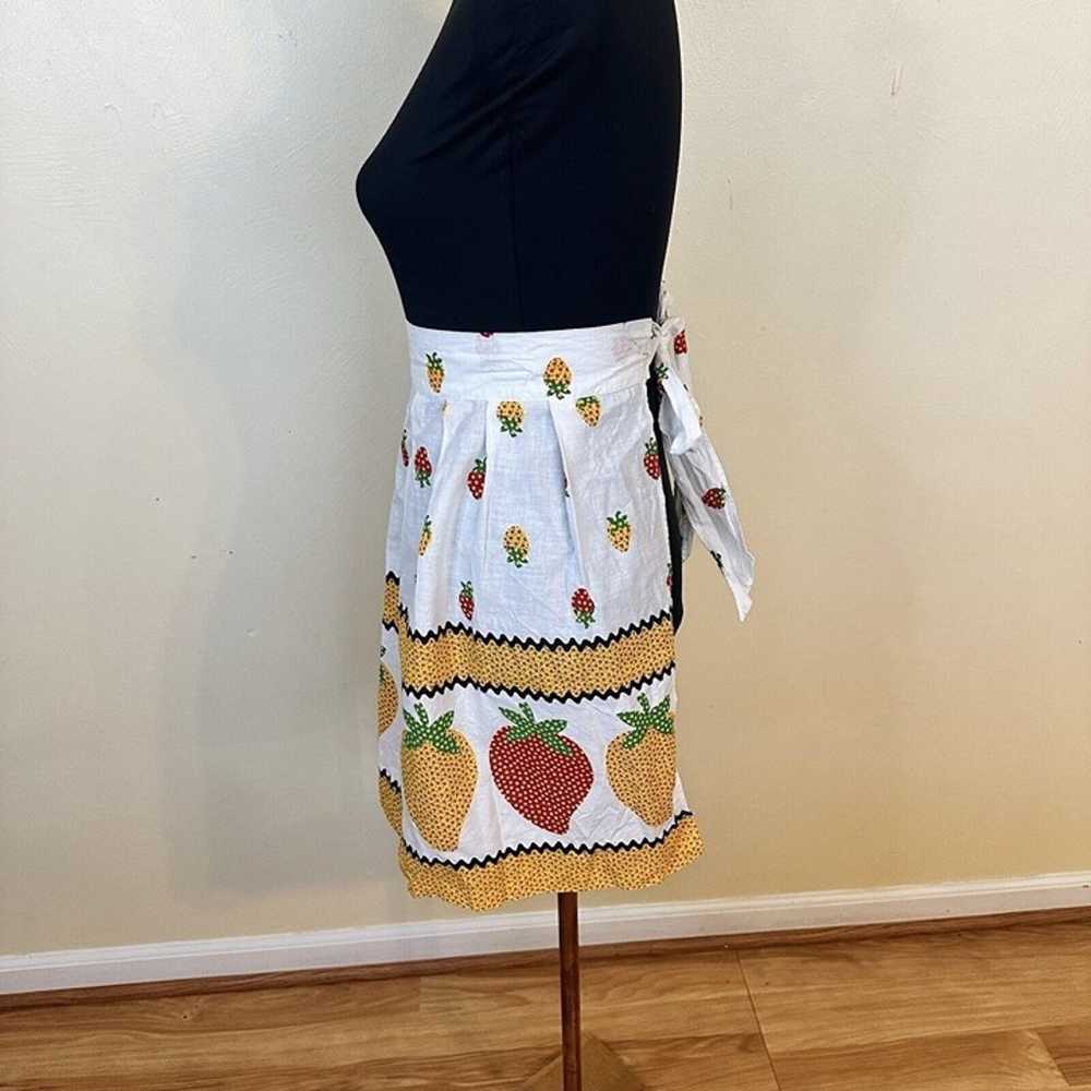 Womens Vintage Kitchen Apron Red Strawberry Tie B… - image 7