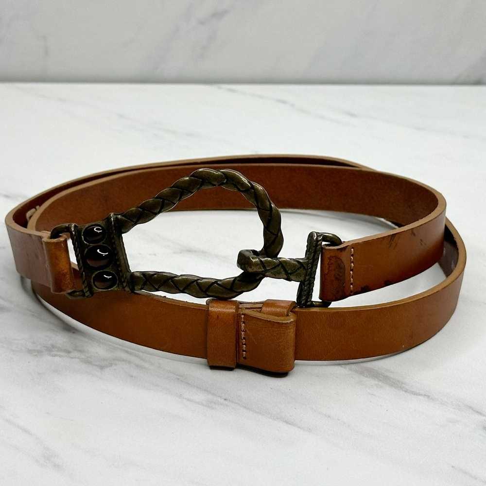 Chico's Vintage Brown Italian Leather Hook Buckle… - image 1