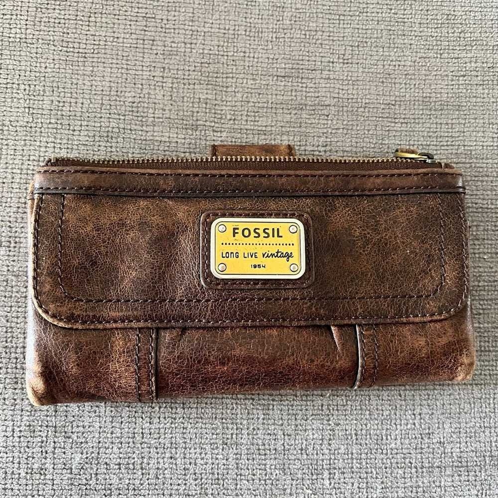 Vintage Fossil Emory brown wallet - image 1