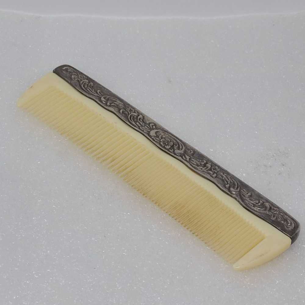 Vintage Silver Plated Vanity Desser Hair Comb - image 1