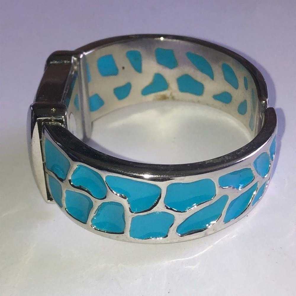 Vintage Blue Enamel & Silver Tone Boho Cuff Watch… - image 4