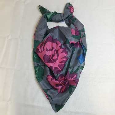 Vintage 100% Silk Scarf Rose Purse Head Scarf Flo… - image 1