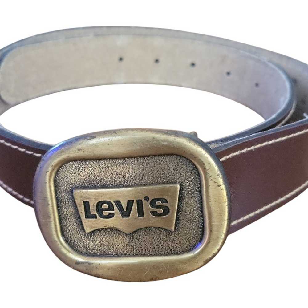 Vintage Levi's Brown Faux Leather Belt Size 26 Wa… - image 2