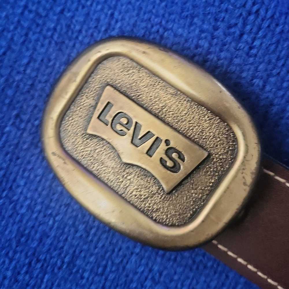 Vintage Levi's Brown Faux Leather Belt Size 26 Wa… - image 4