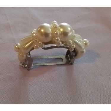 Vintage Faux Pearl Embellished Hair Barrette Clip