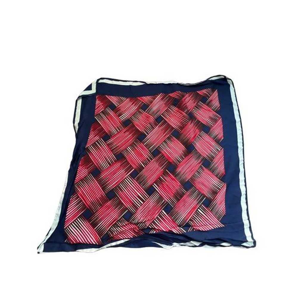 Vintage Basket Weave Print Silk Scarf Lightweight… - image 1