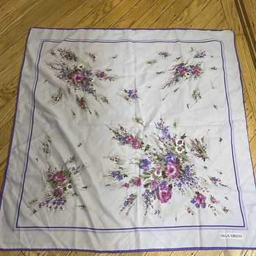 OLGA GRECO vintage floral purple scarf