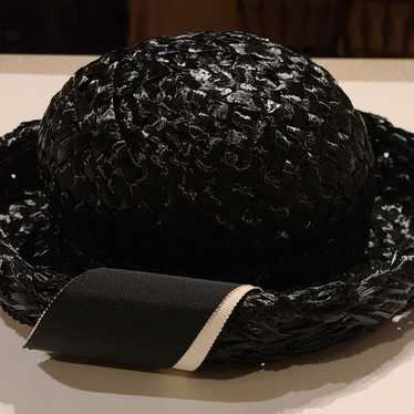 Vintage black cellophane hat with studs union made in USA head 2024 cover formal EUC