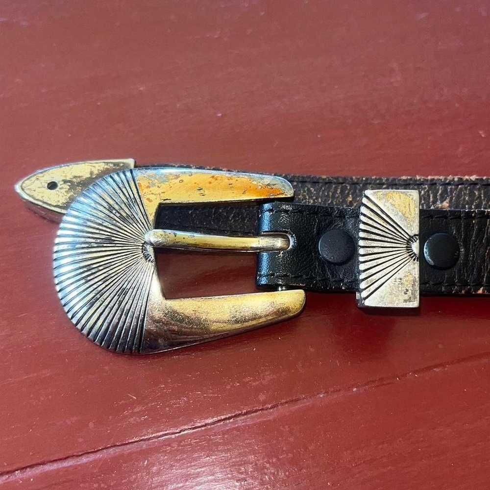 Vintage Silver Creek Leather Belt Southwestern~Le… - image 2