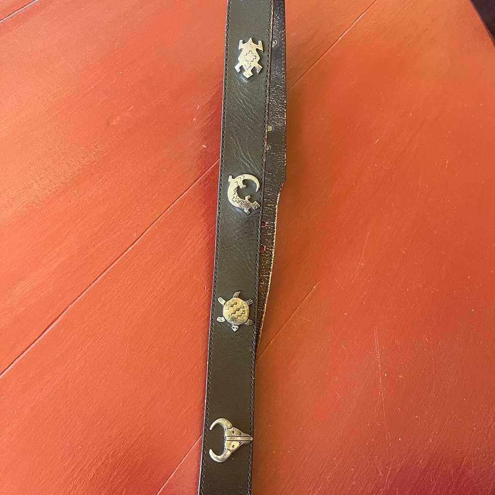 Vintage Silver Creek Leather Belt Southwestern~Le… - image 3