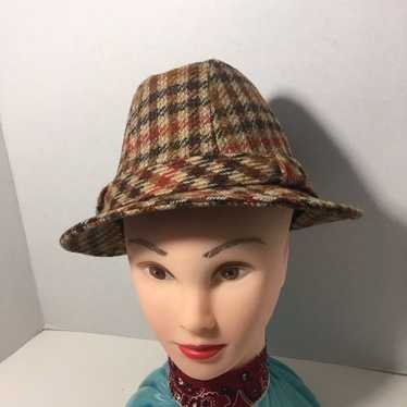 Vintage Plaid Trilby Panama Fedora Wool - image 1