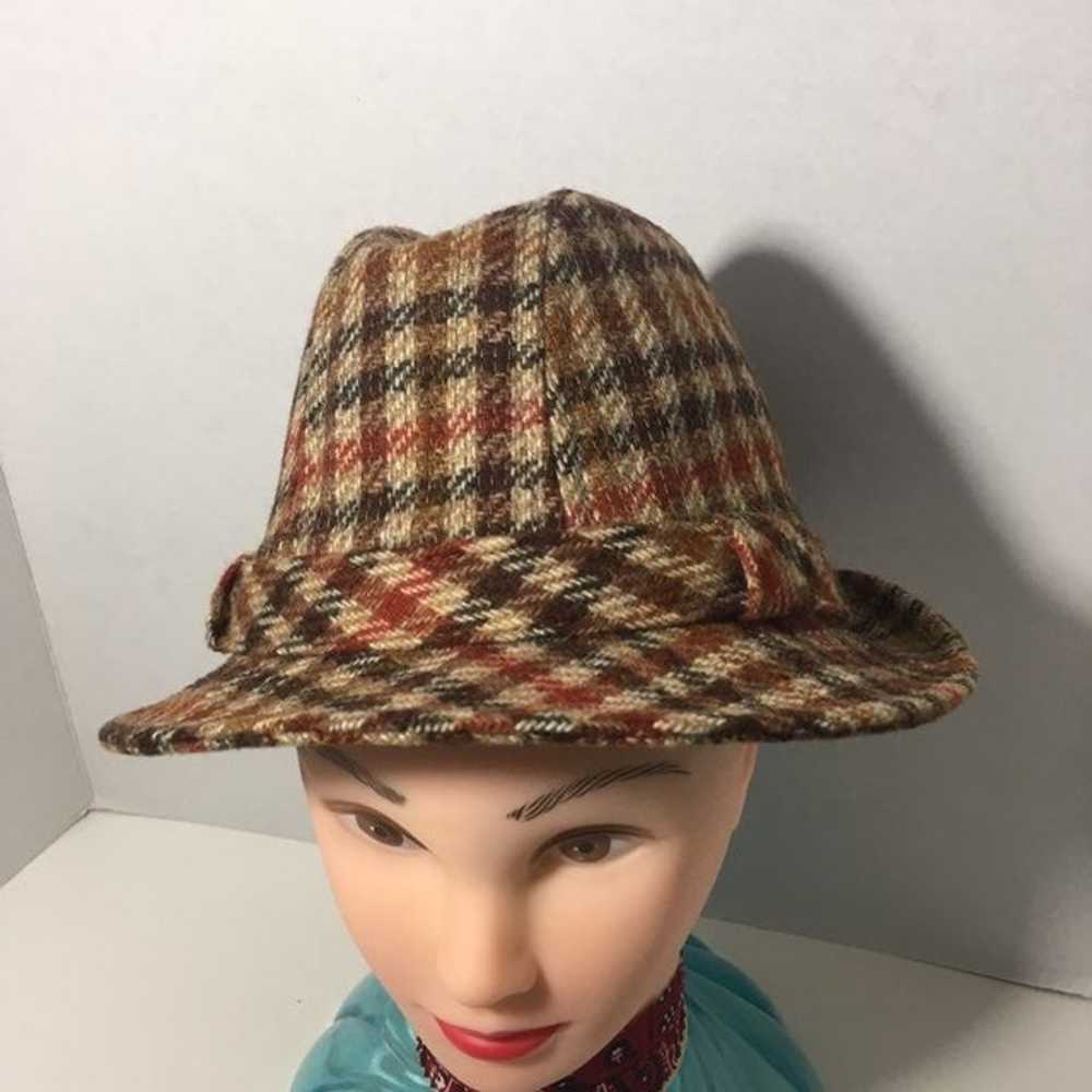 Vintage Plaid Trilby Panama Fedora Wool - image 2