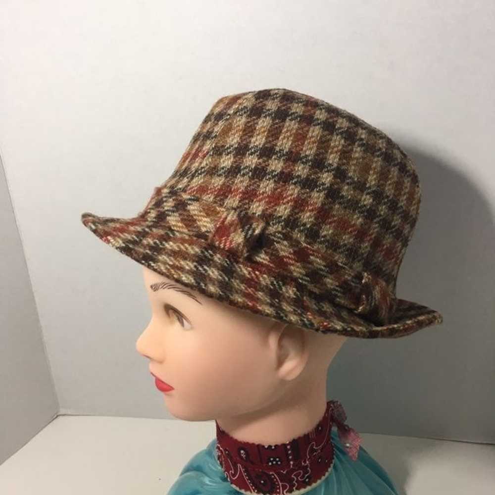 Vintage Plaid Trilby Panama Fedora Wool - image 4