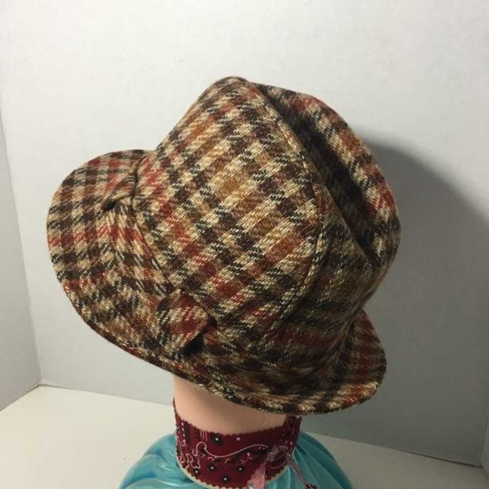 Vintage Plaid Trilby Panama Fedora Wool - image 5