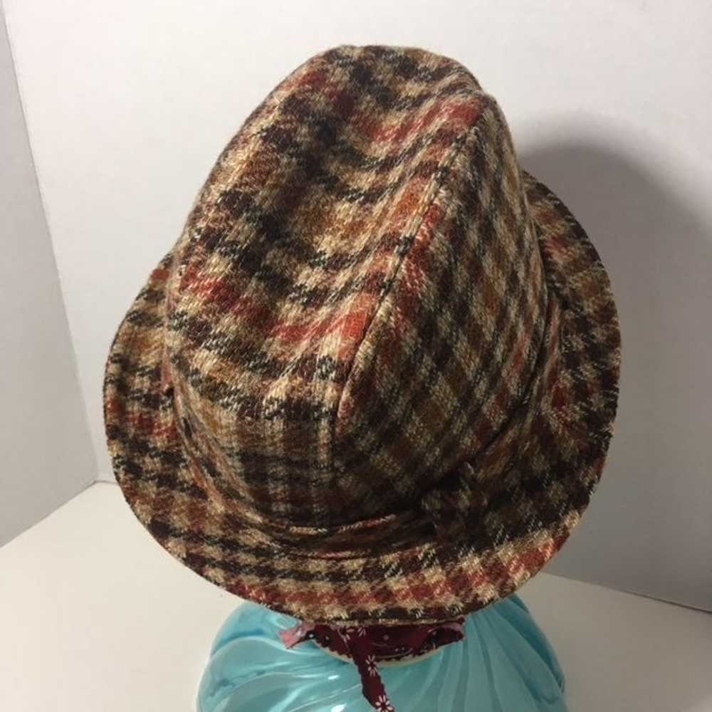 Vintage Plaid Trilby Panama Fedora Wool - image 6