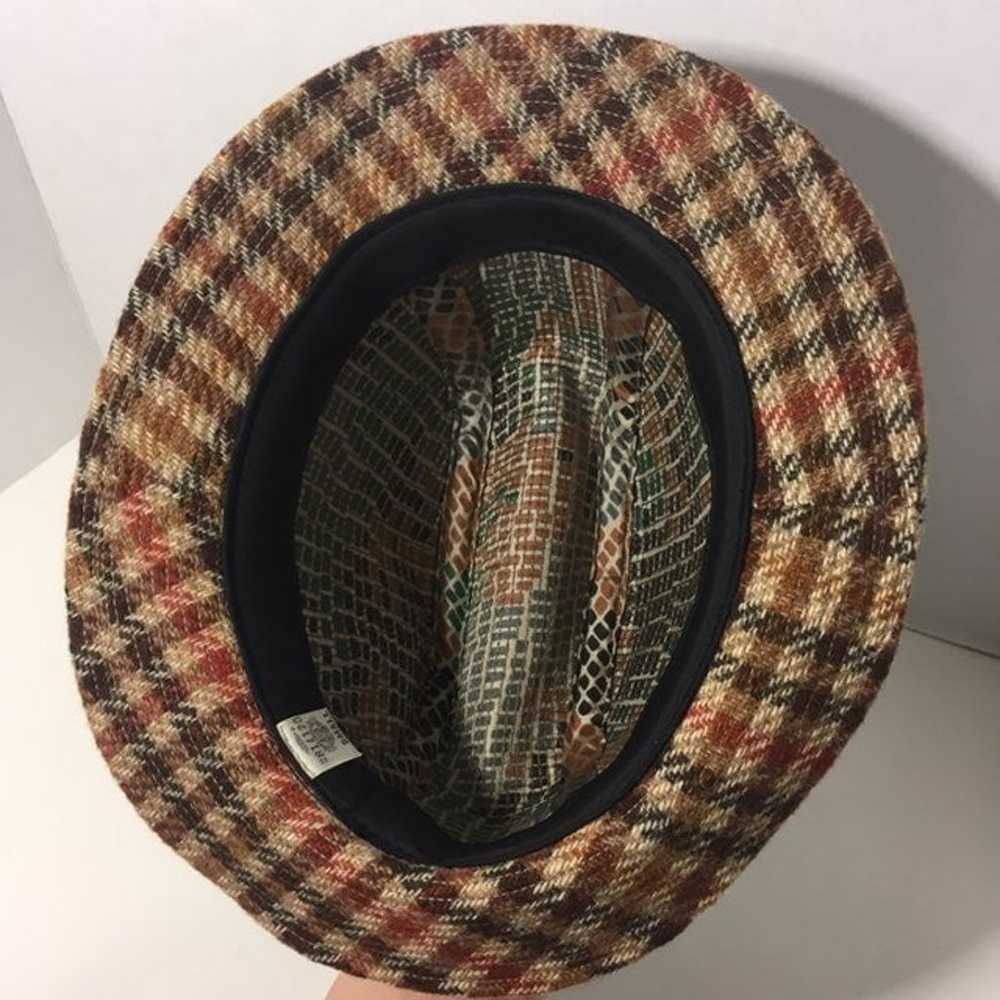 Vintage Plaid Trilby Panama Fedora Wool - image 7