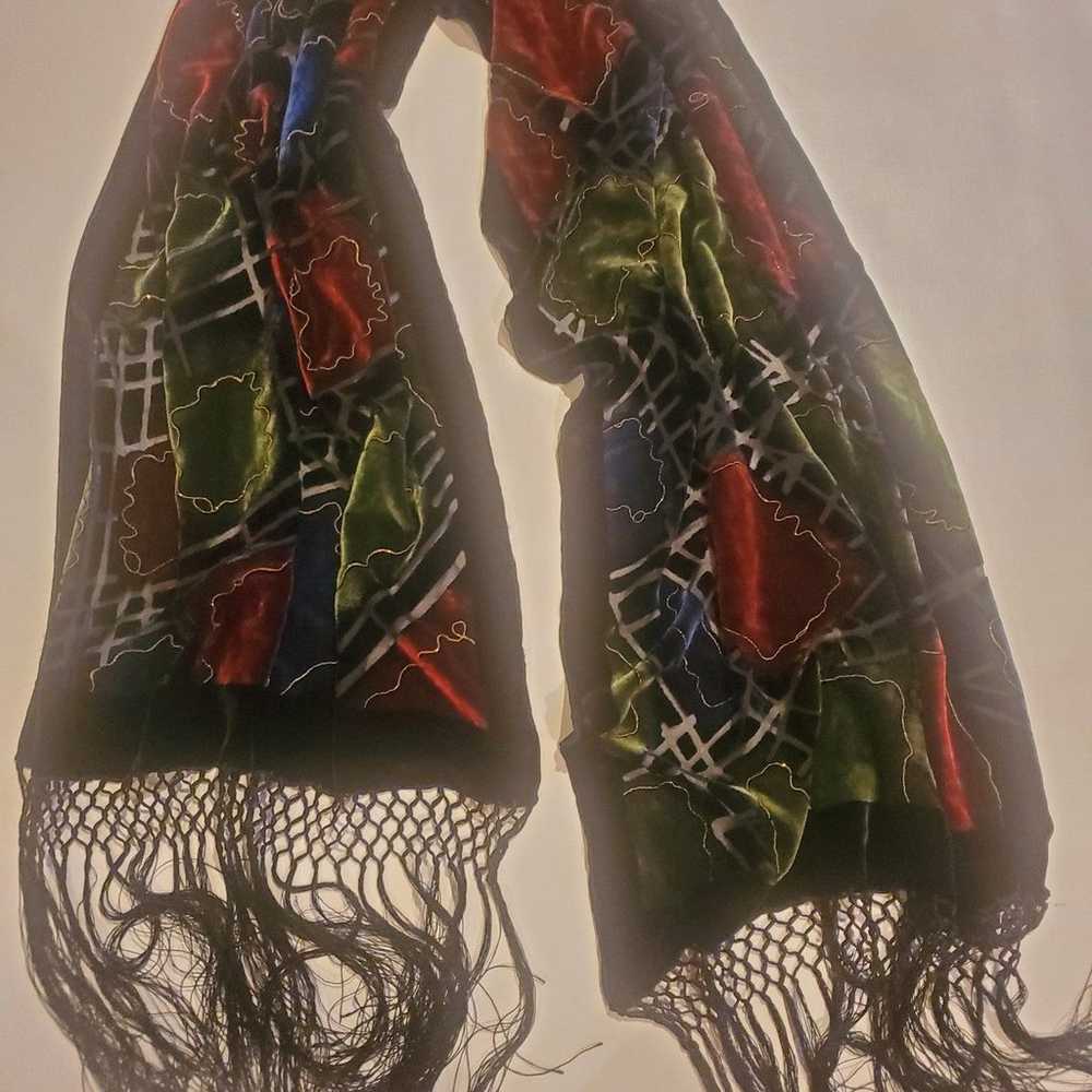 Vintage Velvet and Silk Scarf - image 1