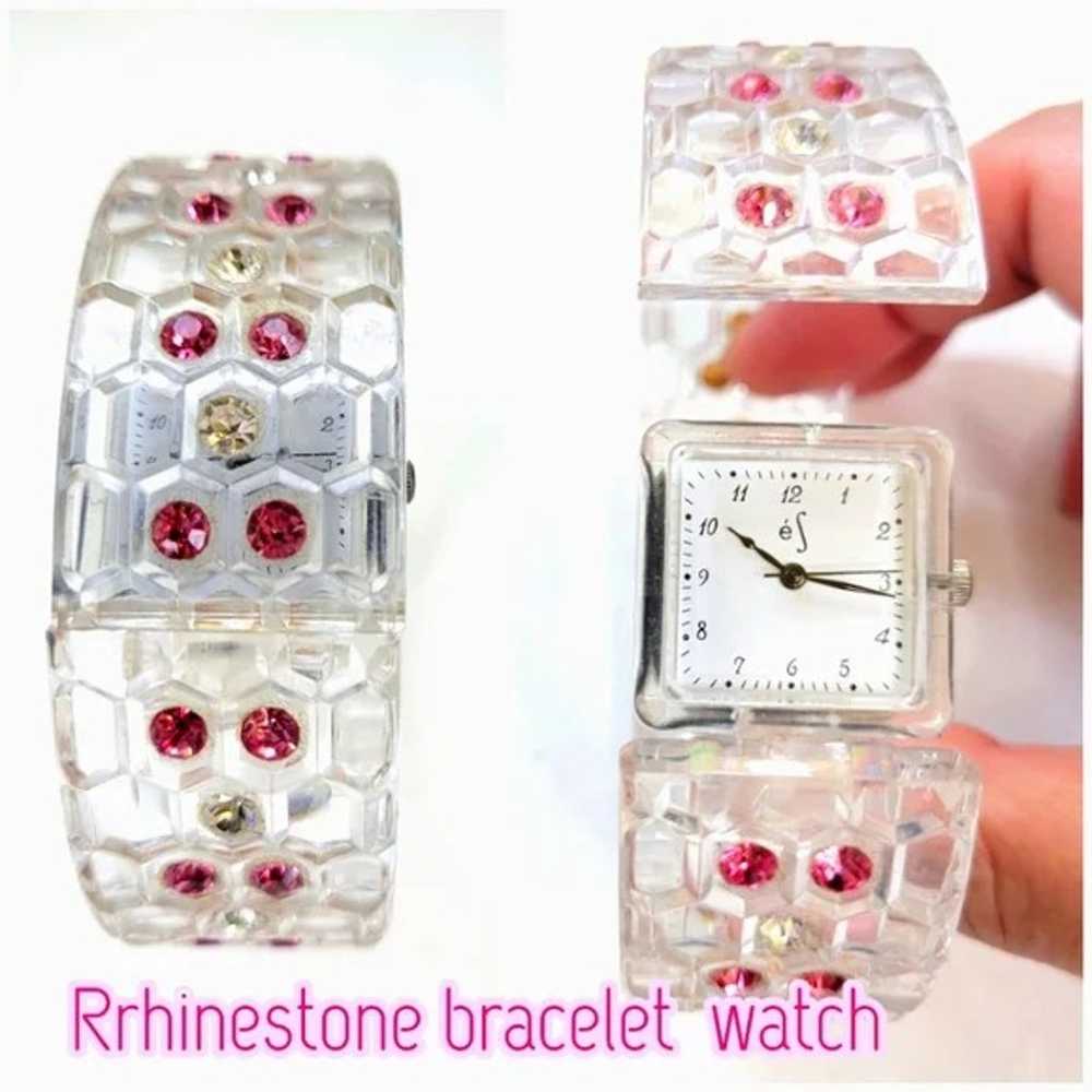 Vintage Rhinestone Encrusted Bracelet Watch Japan… - image 1