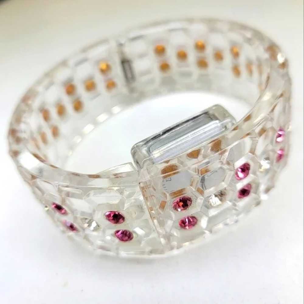 Vintage Rhinestone Encrusted Bracelet Watch Japan… - image 2