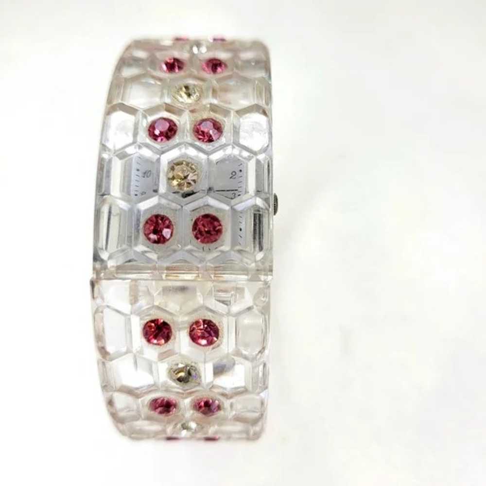 Vintage Rhinestone Encrusted Bracelet Watch Japan… - image 9