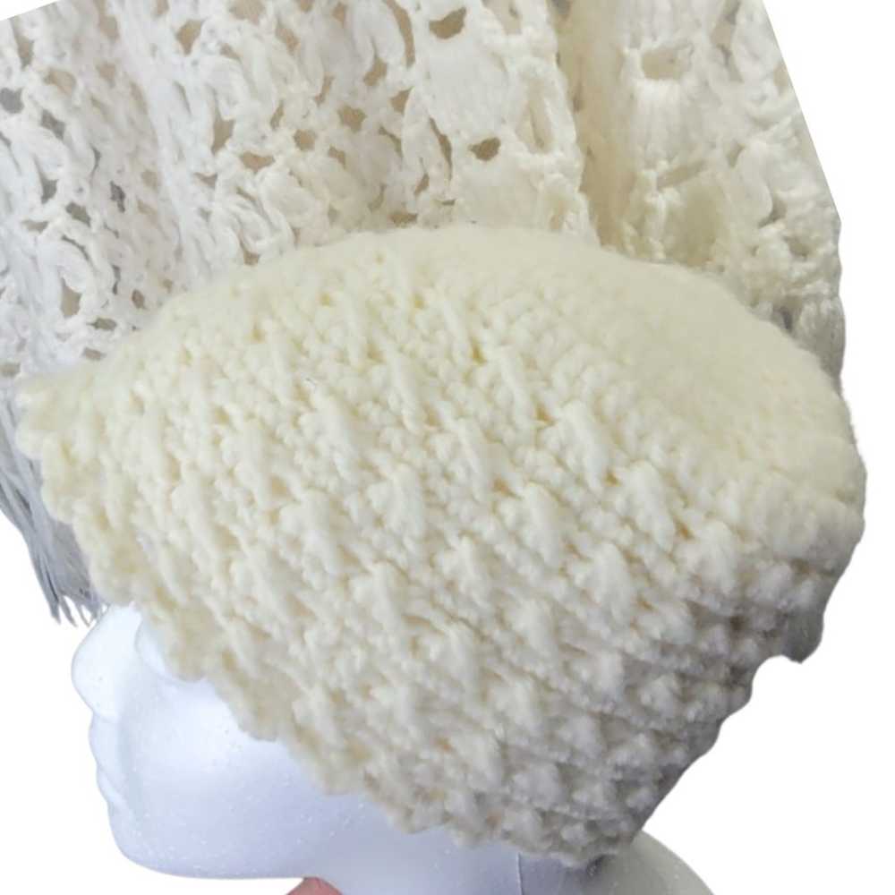 Vintage Handmade Knit Shaw and Cap - image 5