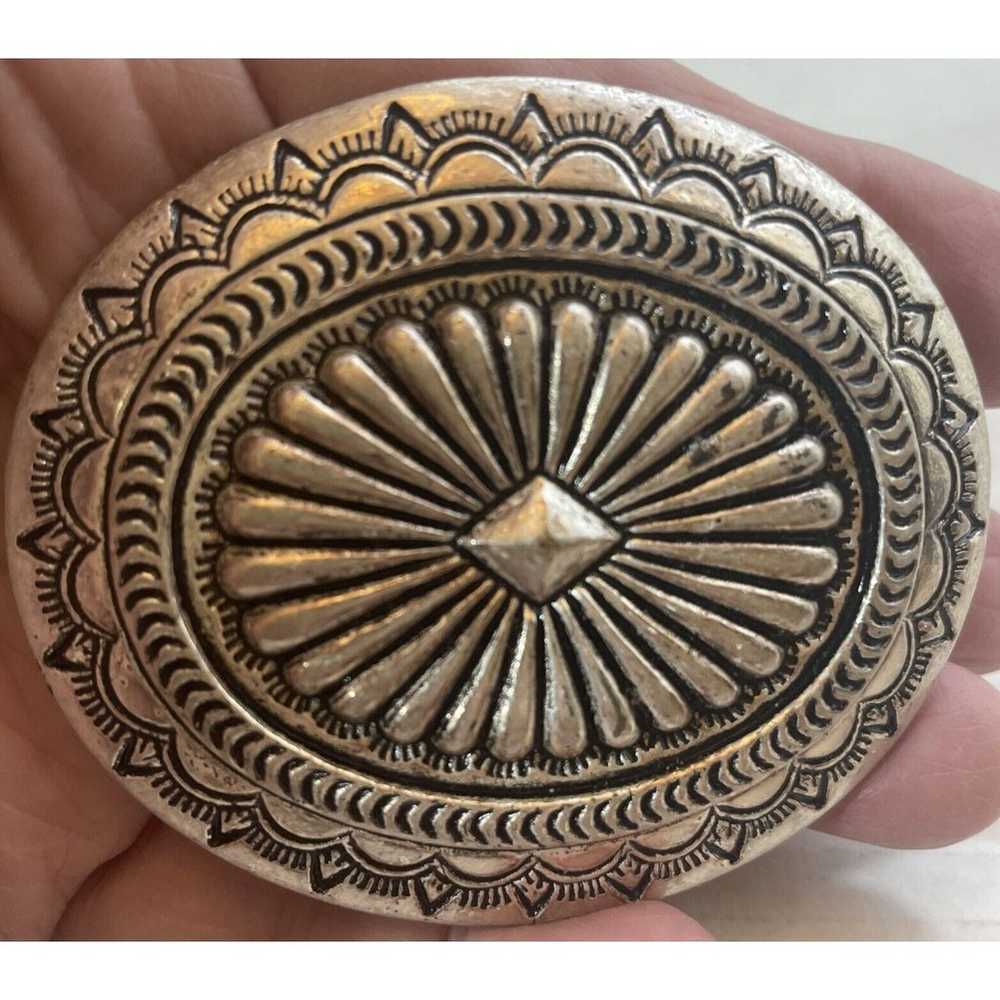 Vintage Belt Buckle Ornate Navajo Design Southwes… - image 3