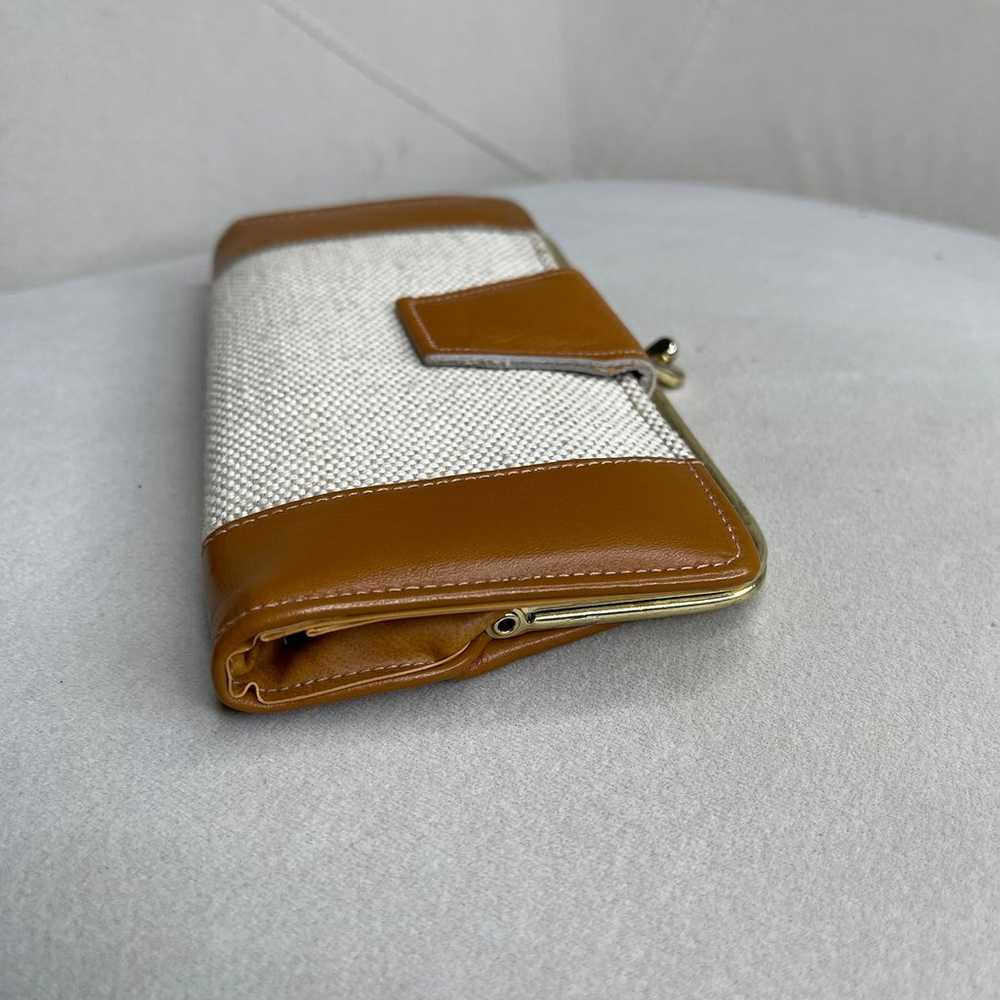 Vintage Brown Vegan Leather Canvas Cream Kisslock… - image 3