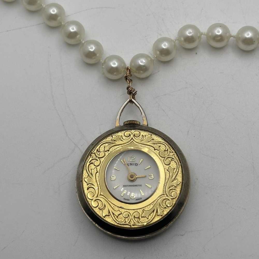 Vintage pearl gold watch pendant - image 2