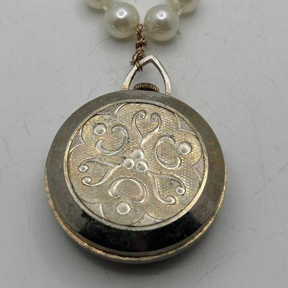 Vintage pearl gold watch pendant - image 3