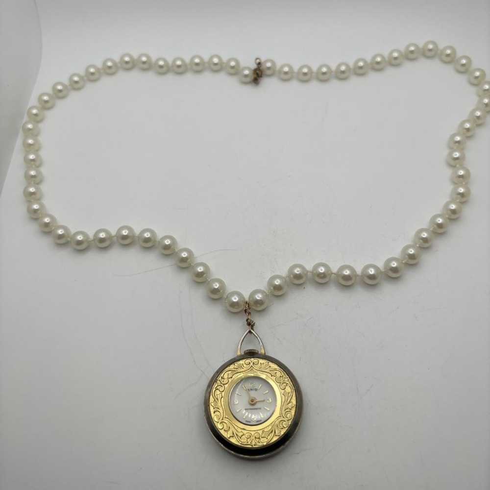 Vintage pearl gold watch pendant - image 4