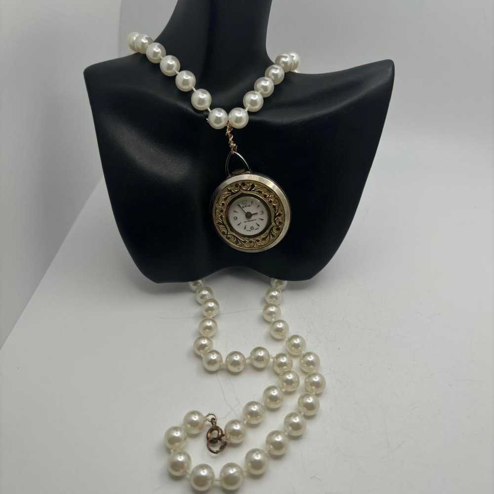 Vintage pearl gold watch pendant - image 5