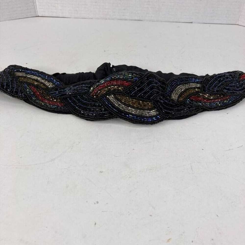 Magid Womens Beaded Belt Size Small Black Silk Bl… - image 1