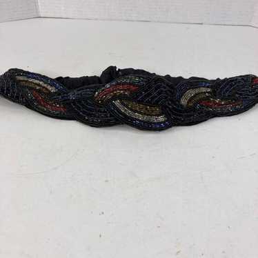 Magid Womens Beaded Belt Size Small Black Silk Bl… - image 1