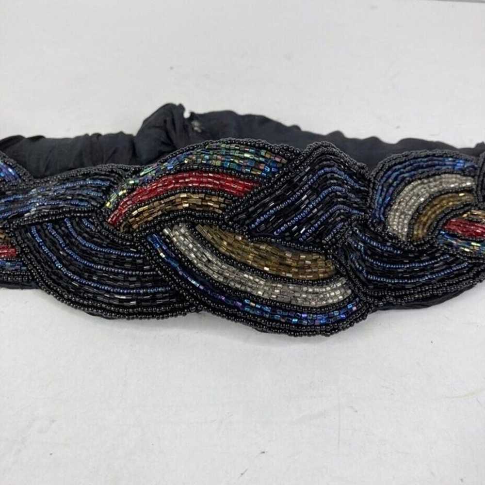 Magid Womens Beaded Belt Size Small Black Silk Bl… - image 3