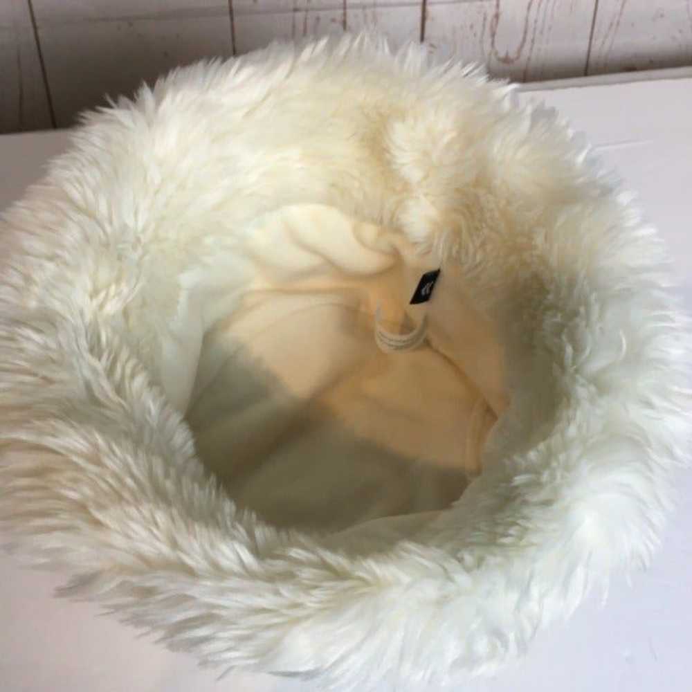 Warm Ivory Pleated Faux Fur Bucket Hat womens Win… - image 7