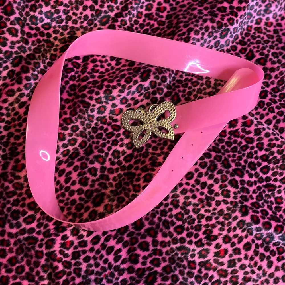 Vintage Y2k pink butterfly belt - image 3