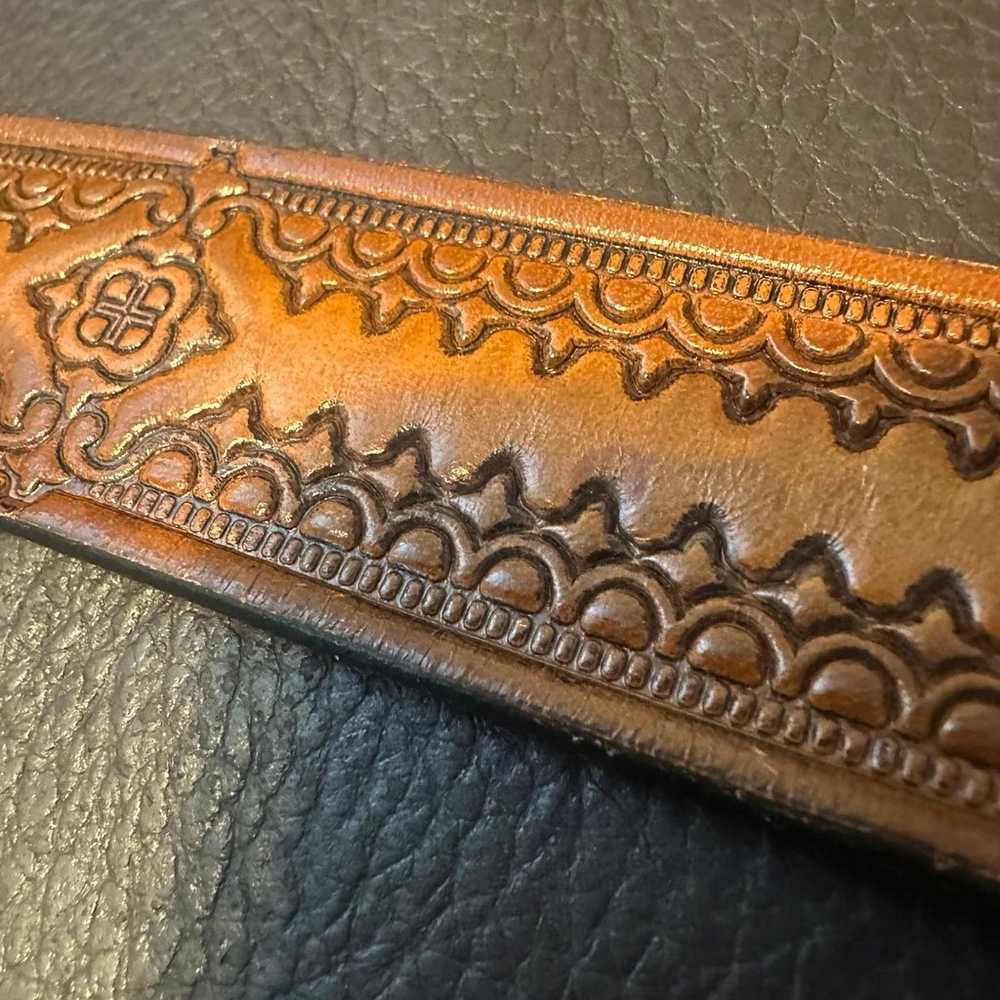 Vintage hand made hand carved Leather full grain … - image 11