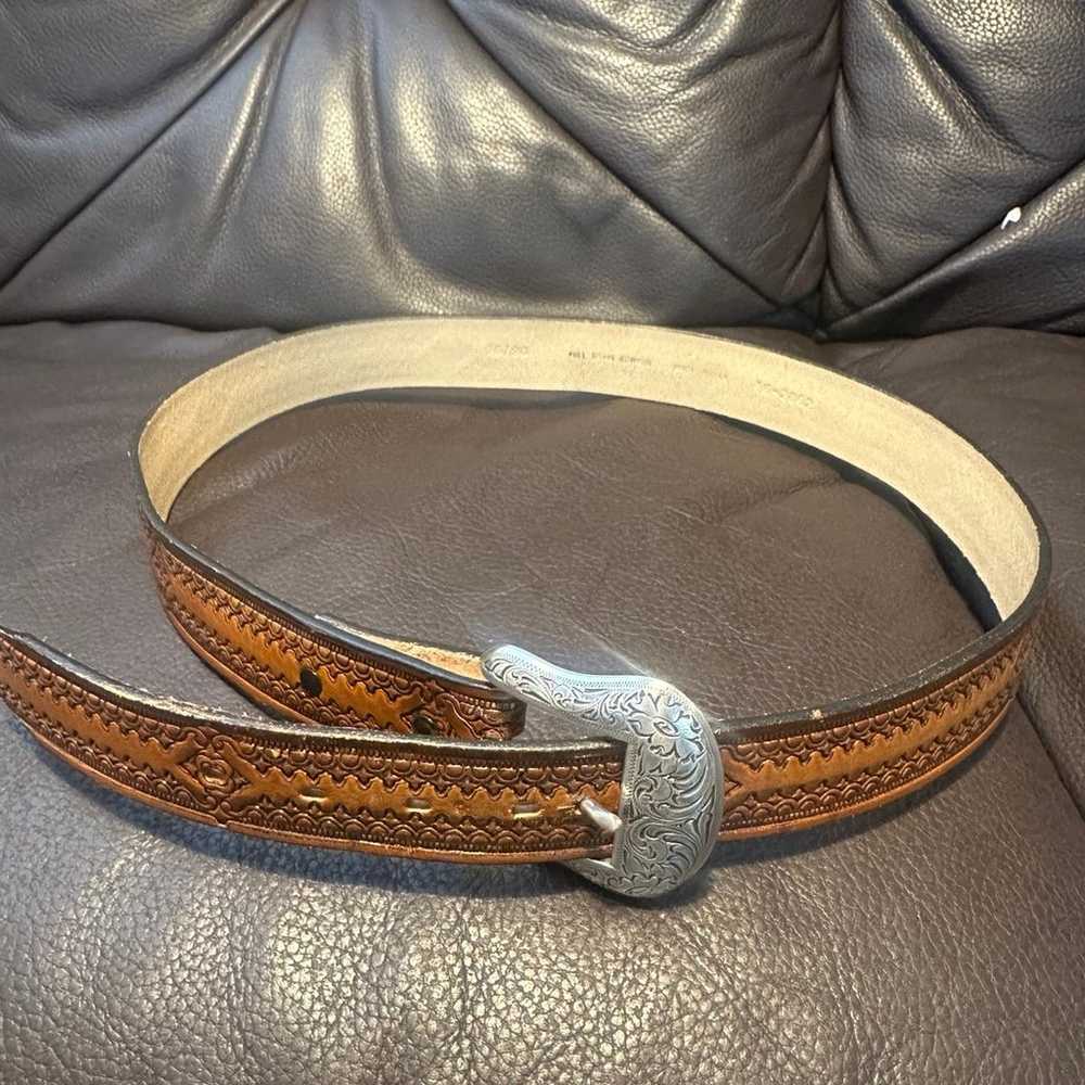 Vintage hand made hand carved Leather full grain … - image 1