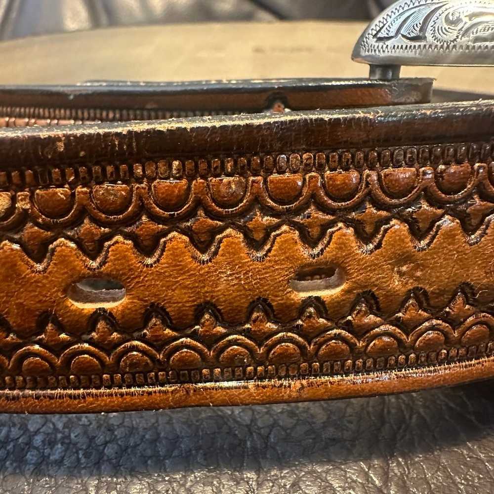 Vintage hand made hand carved Leather full grain … - image 3